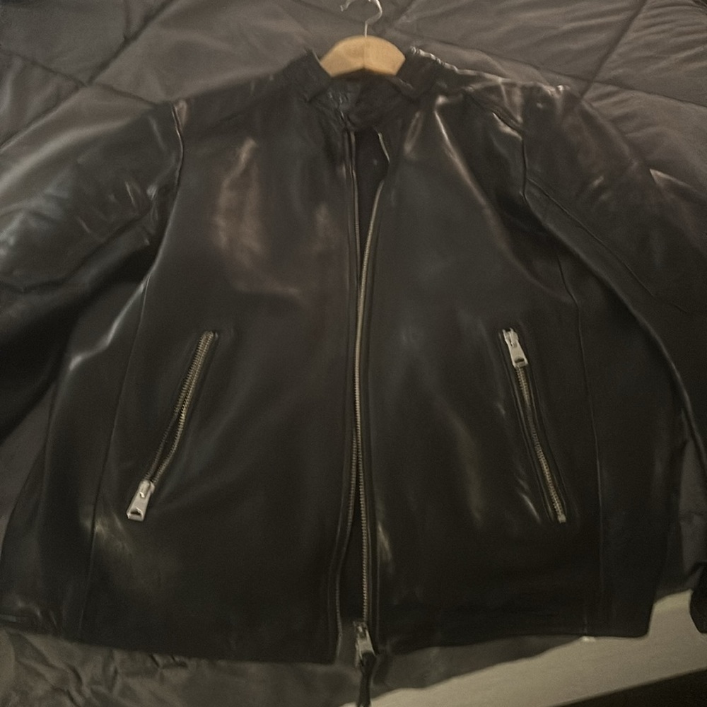 Men’s extra large All Saints leather jacket - Picture 2 of 5